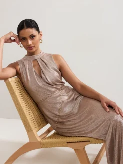 Phase Eight Gold Libby Metallic Dress