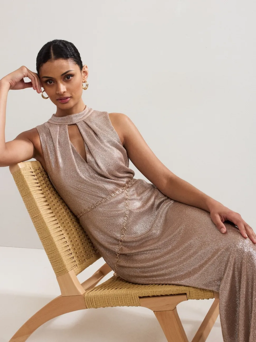 Phase Eight Gold Libby Metallic Dress