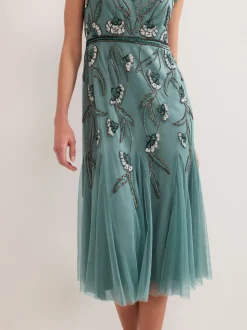 Phase Eight Green Evonne Beaded Dress
