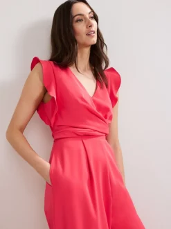 Phase Eight Pink Ayla Ruffle Jumpsuit