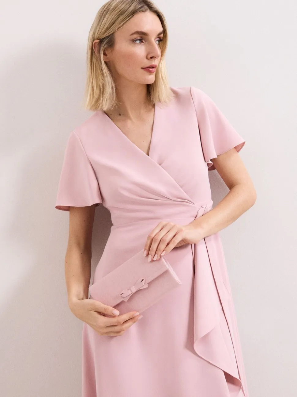 Phase Eight Pink Grosgrain Bow Clutch