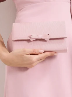 Phase Eight Pink Grosgrain Bow Clutch