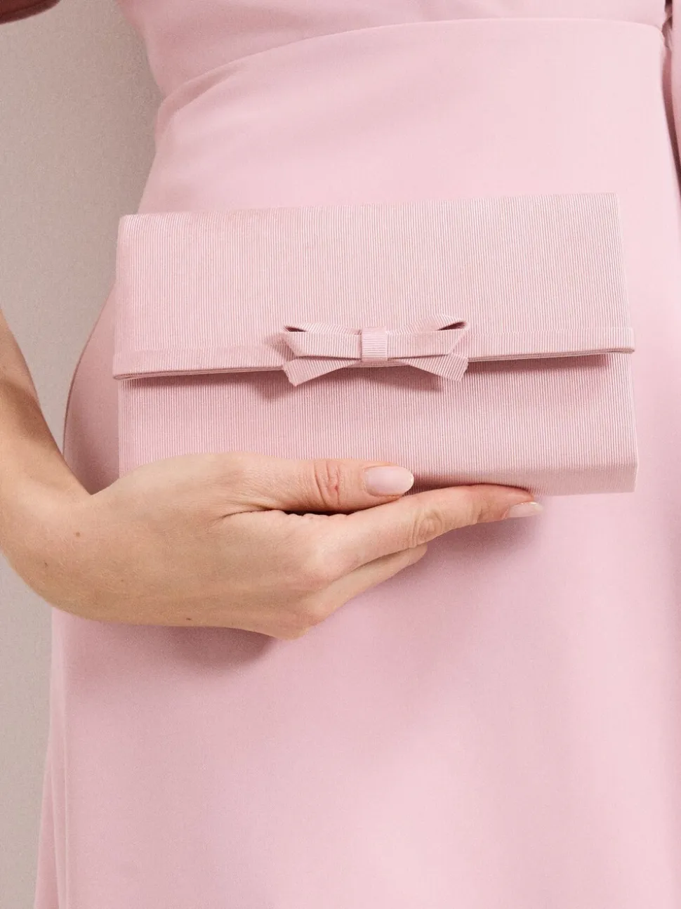 Phase Eight Pink Grosgrain Bow Clutch