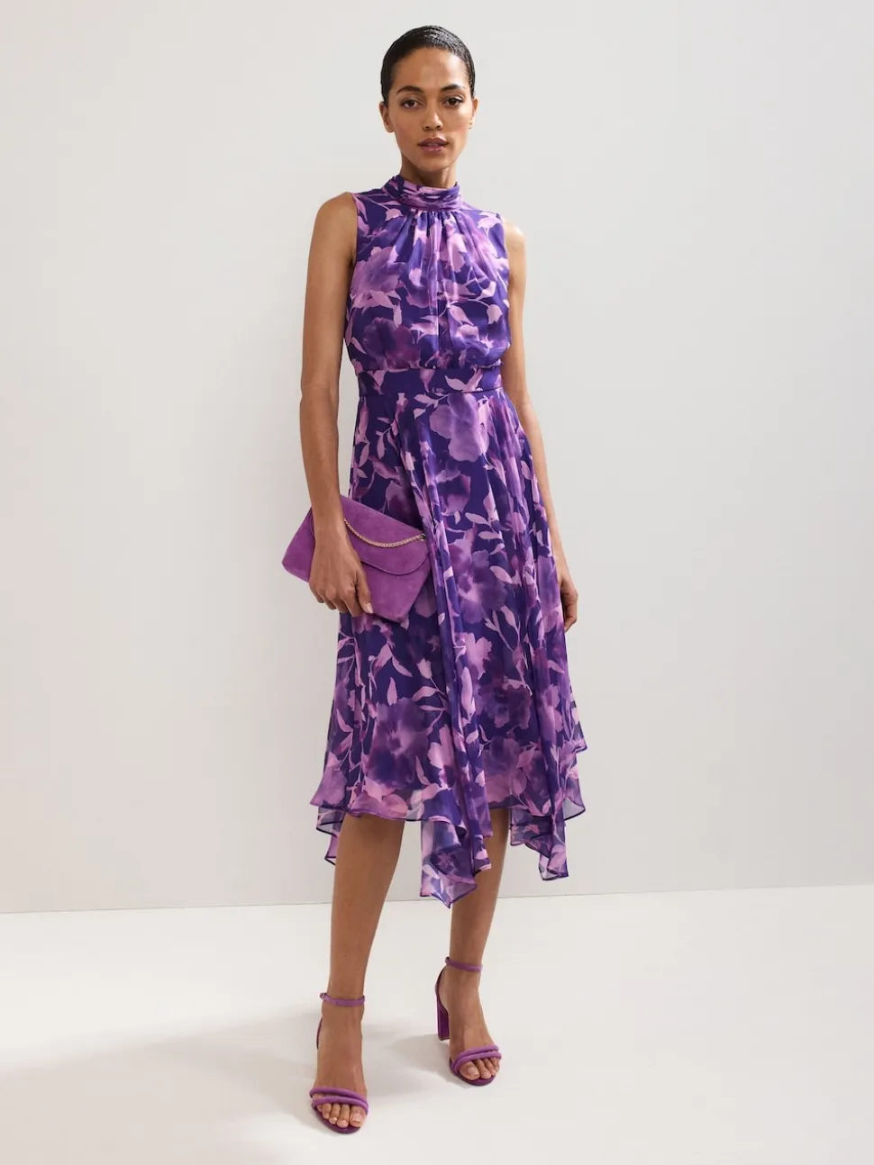 Phase Eight Purple Lucinda Spot Dress