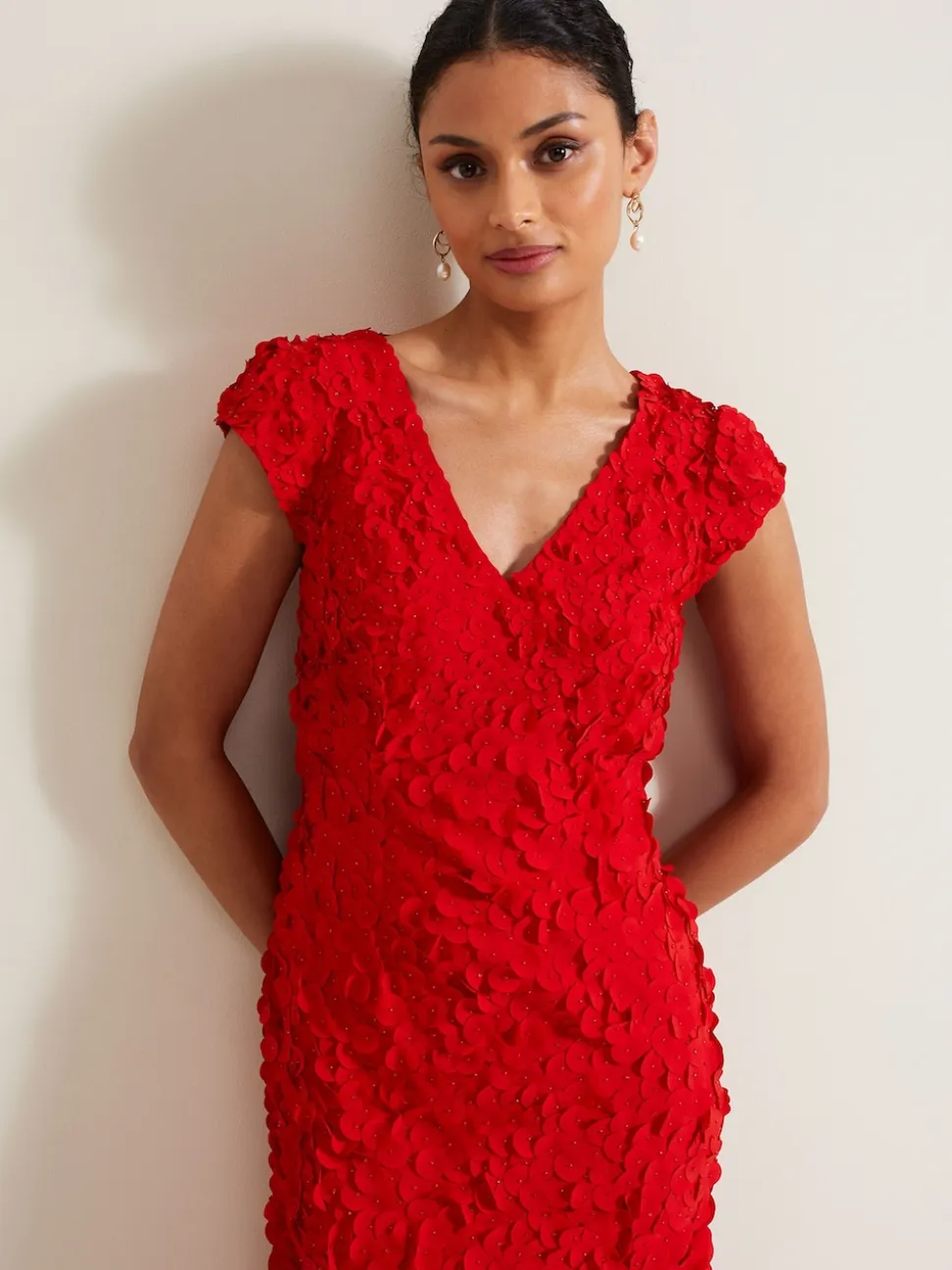 Phase Eight Red Charlene Ruffle Maxi Dress