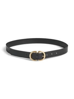 PIECES Black Leather Belt