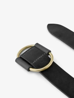PIECES Black Leather Belt