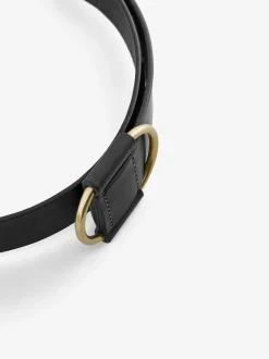 PIECES Black Leather Belt