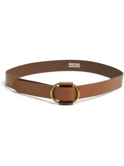 PIECES Brown Leather Belt