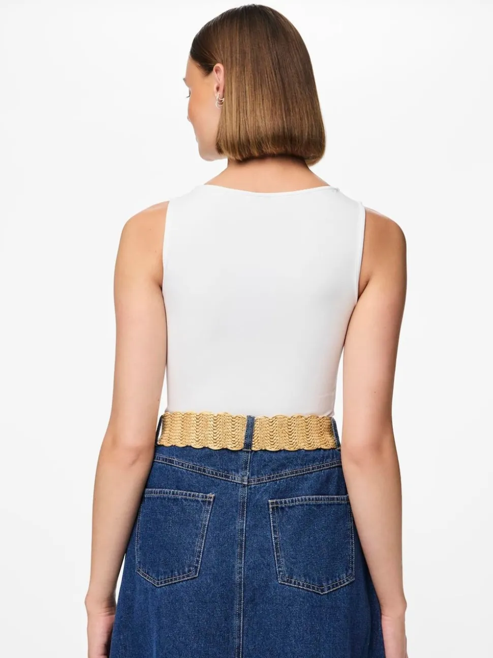 PIECES Brown Raffia Belt