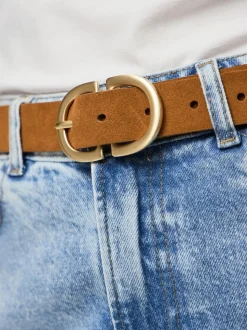 PIECES Brown Suede Buckle Belt
