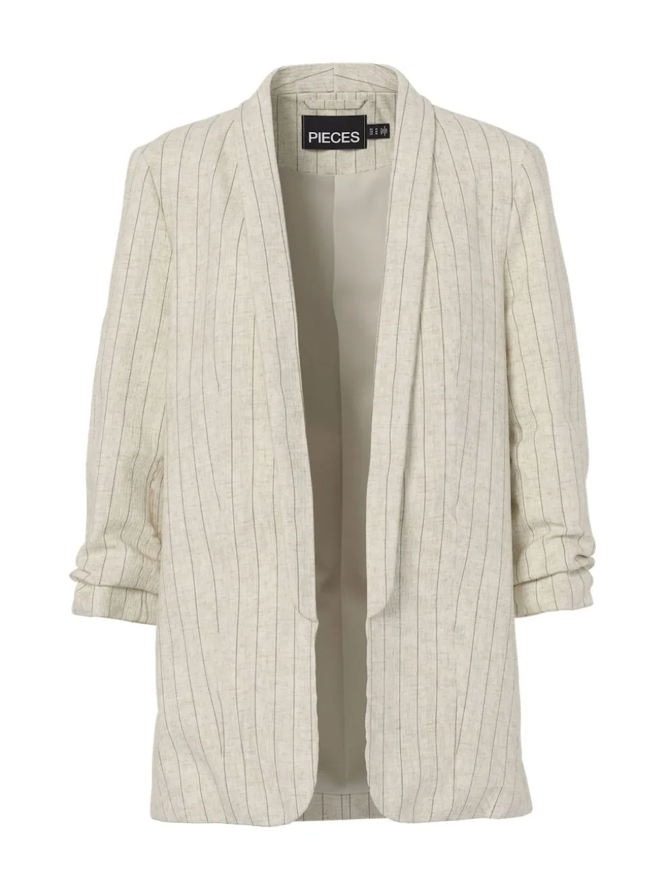 PIECES Cream Relaxed Ruched Sleeve Blazer