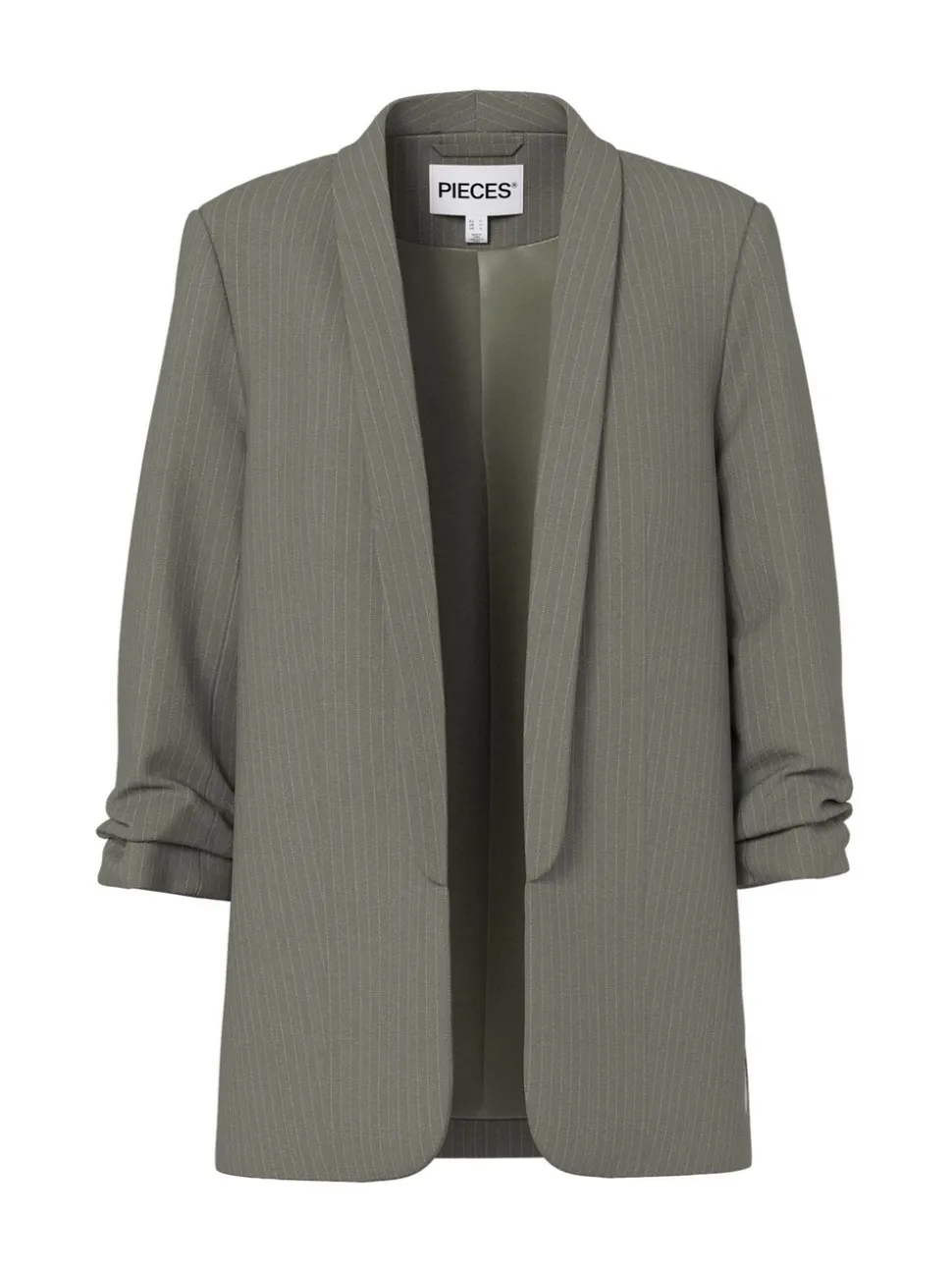 PIECES Green 3/4 Sleeve Pinstripe Blazer
