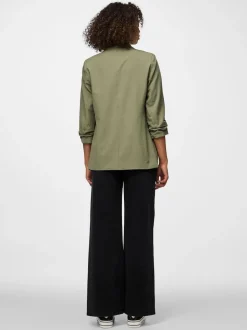 PIECES Green Ruched Sleeve Blazer