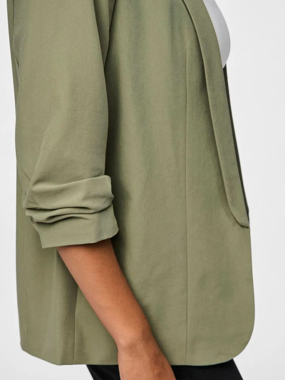 PIECES Green Ruched Sleeve Blazer
