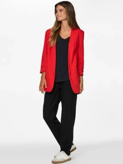 PIECES Red Ruched Sleeve Blazer