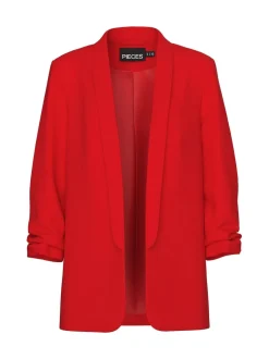 PIECES Red Ruched Sleeve Blazer