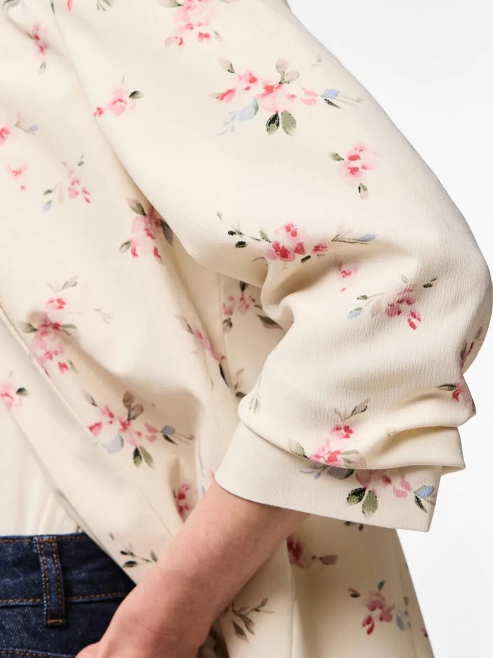 PIECES White 3/4 Sleeve Printed Blazer