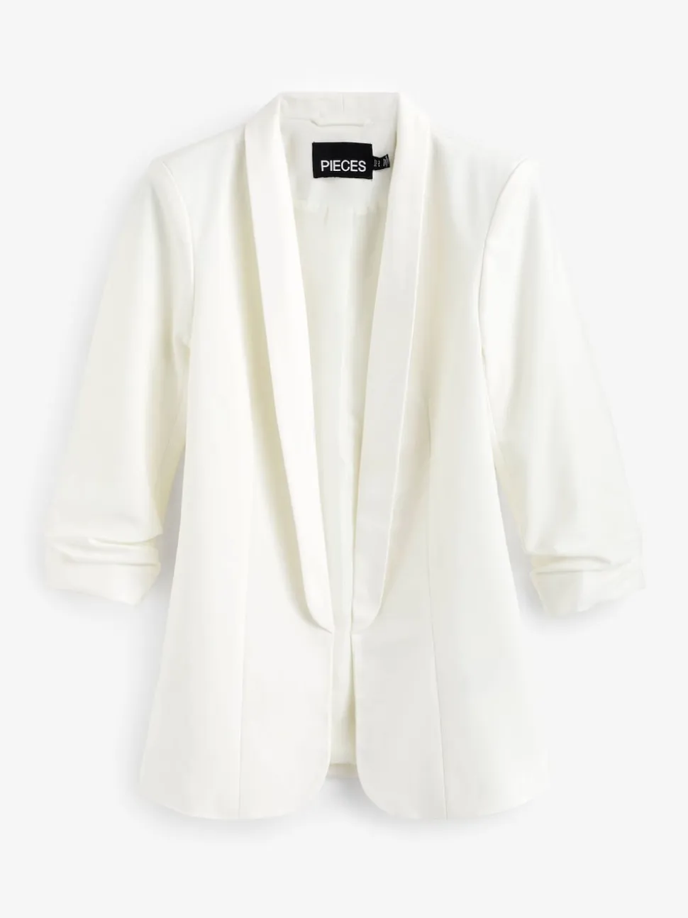 PIECES White Ruched Sleeve Blazer