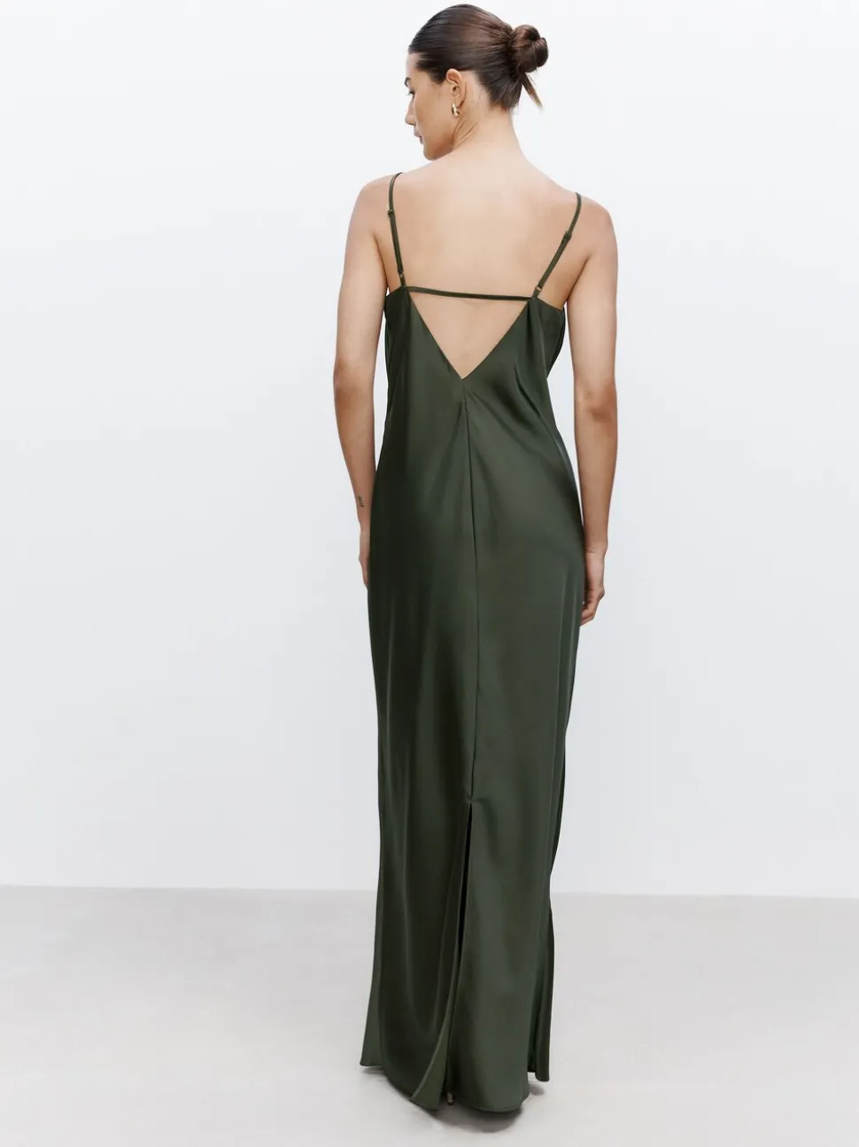 Pine Green Satin Cowl Neck Wedding Guest Bridesmaid Maxi Dress