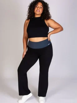 Pineapple Black charcoal Womens Fold Waistband Jersey Trousers