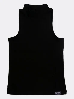 Pineapple Black High Neck Barbarella Sleeveless Top