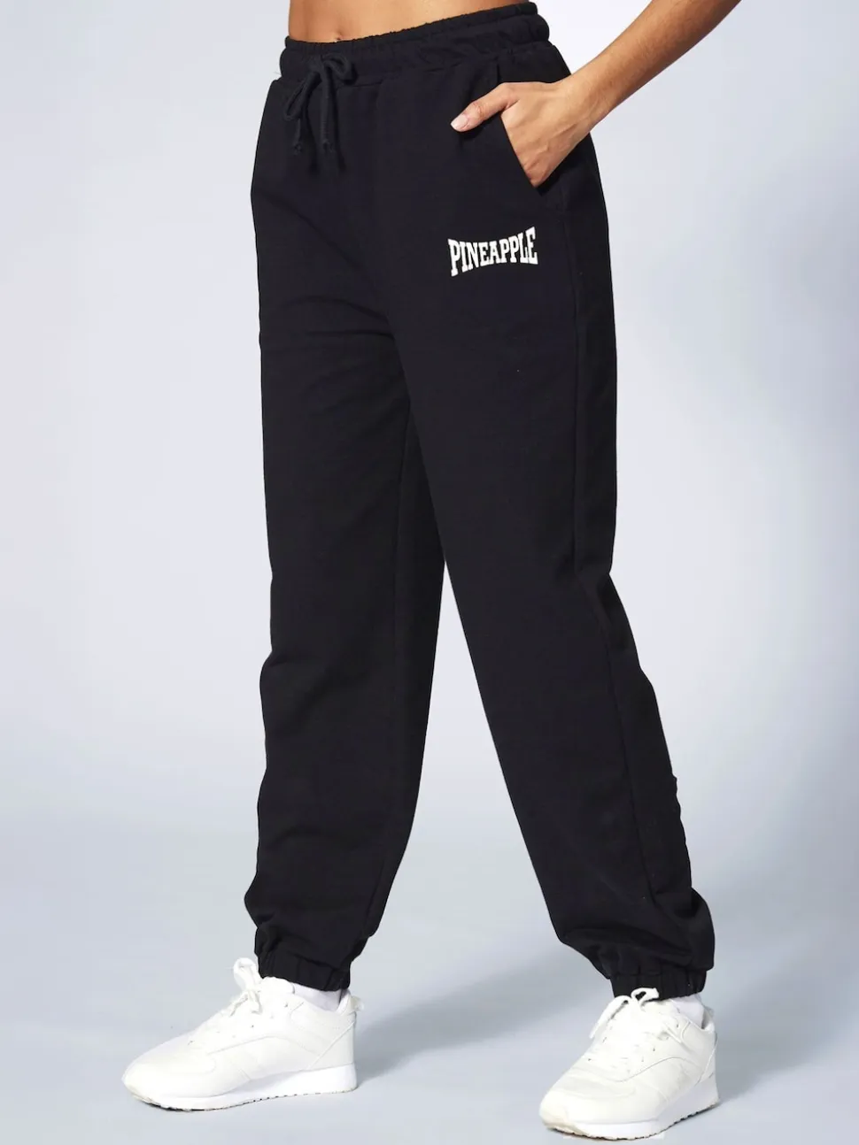 Pineapple Black Oversized Pocket Cuffed Joggers