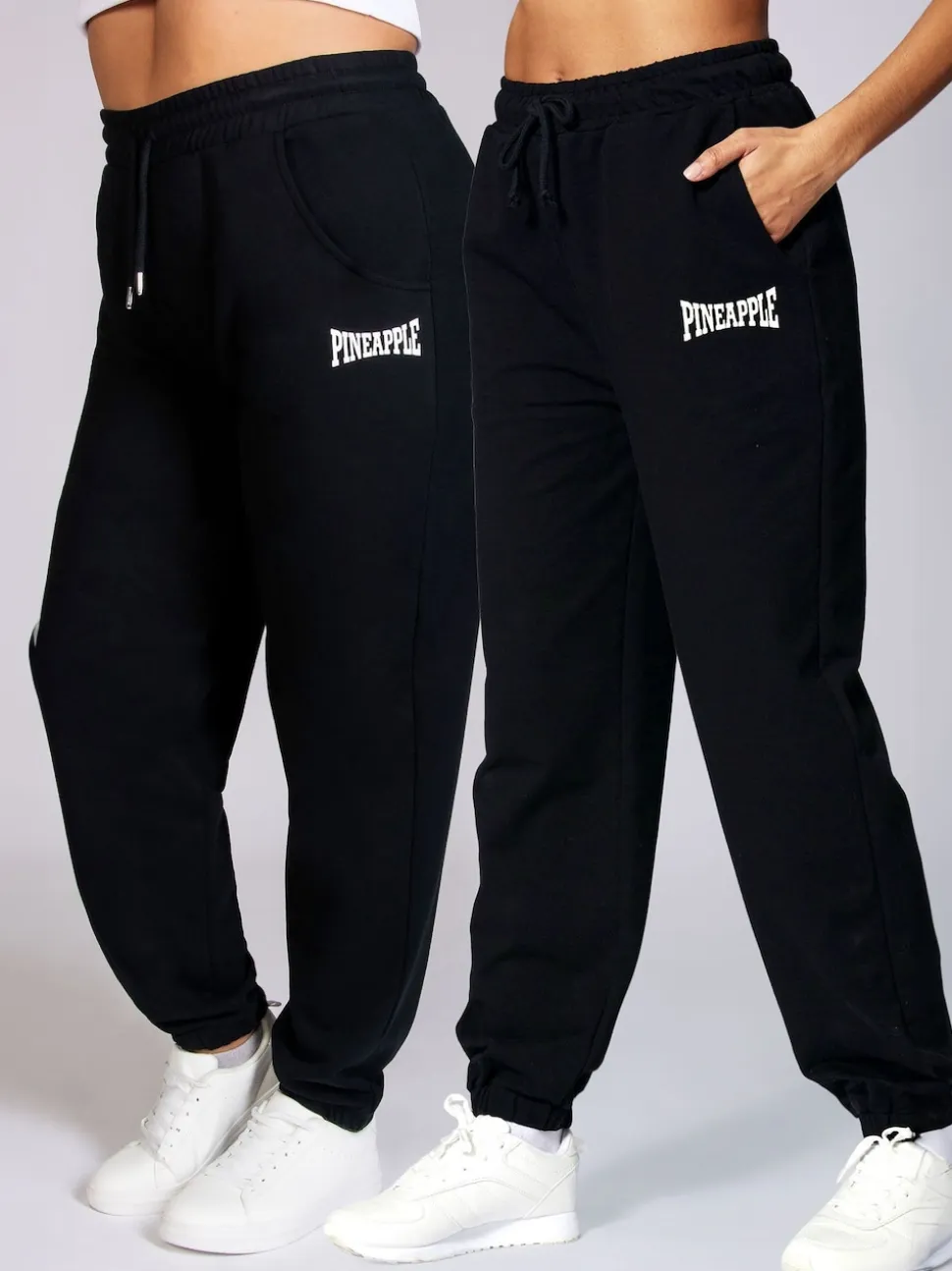 Pineapple Black Oversized Pocket Cuffed Joggers