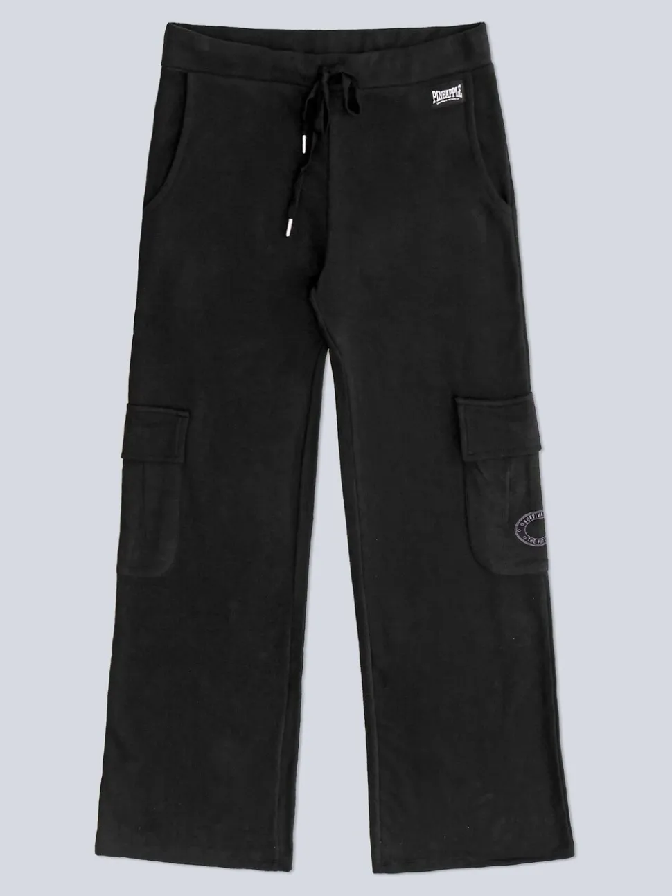 Pineapple Black Womens Cargo Wide Leg Joggers