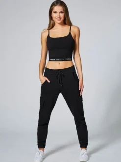 Pineapple Black Womens Cargo Joggers