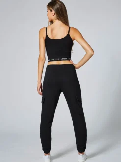 Pineapple Black Womens Cargo Joggers