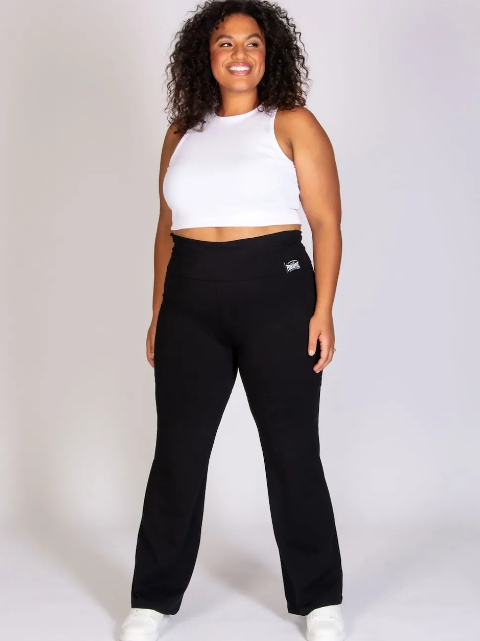 Pineapple Black Womens Fold Waistband Jersey Trousers