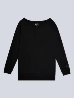 Pineapple Black Womens Off Shoulder Longline Sweatshirt