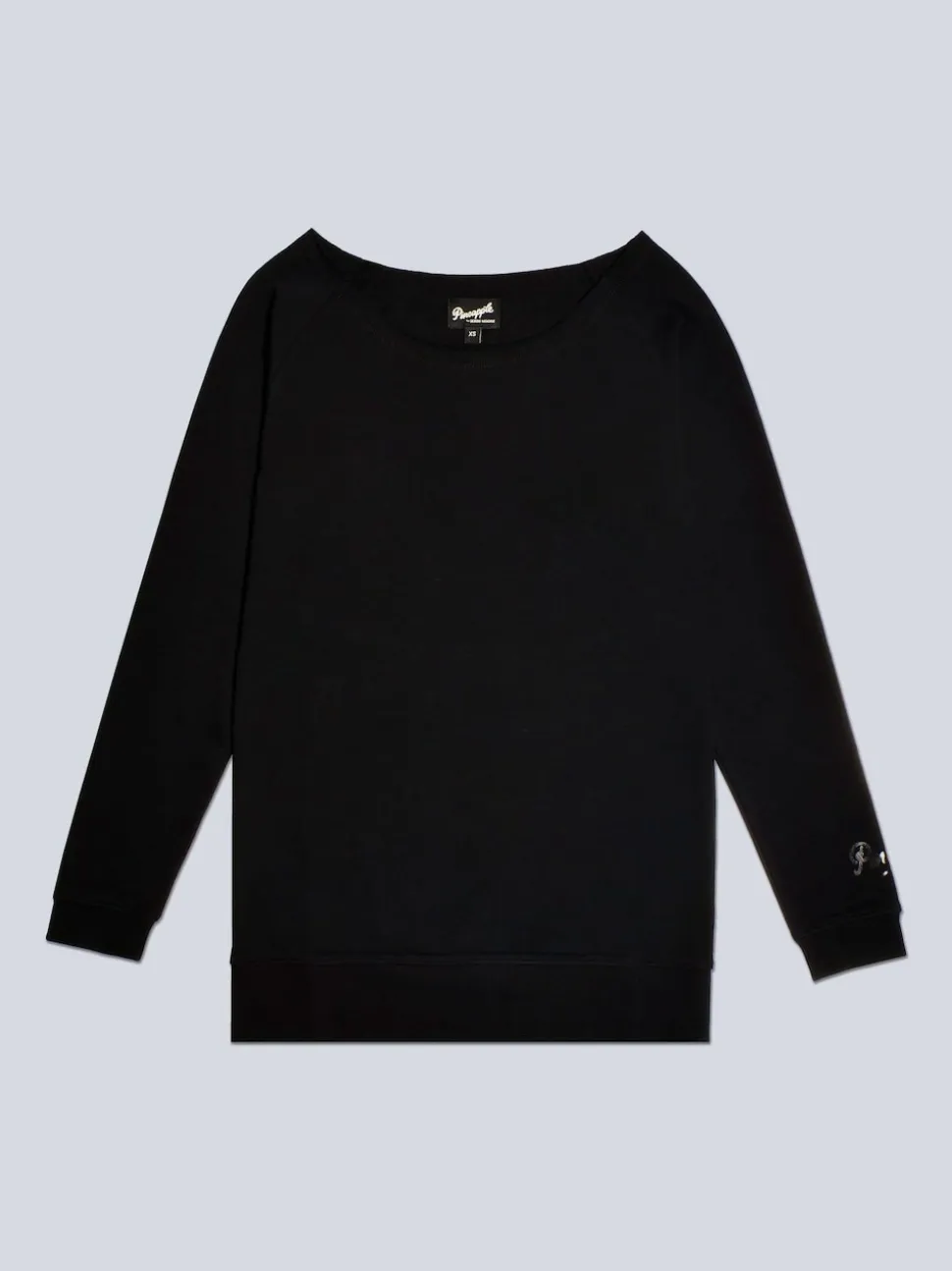 Pineapple Black Womens Off Shoulder Longline Sweatshirt