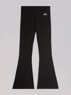 Pineapple Black Womens Rib Flared Leggings
