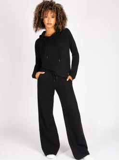 Pineapple Black Womens Super Cosy Wide Leg Joggers