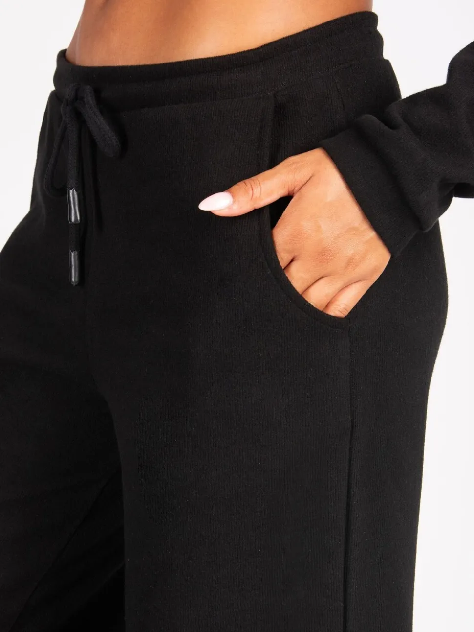 Pineapple Black Womens Super Cosy Wide Leg Joggers