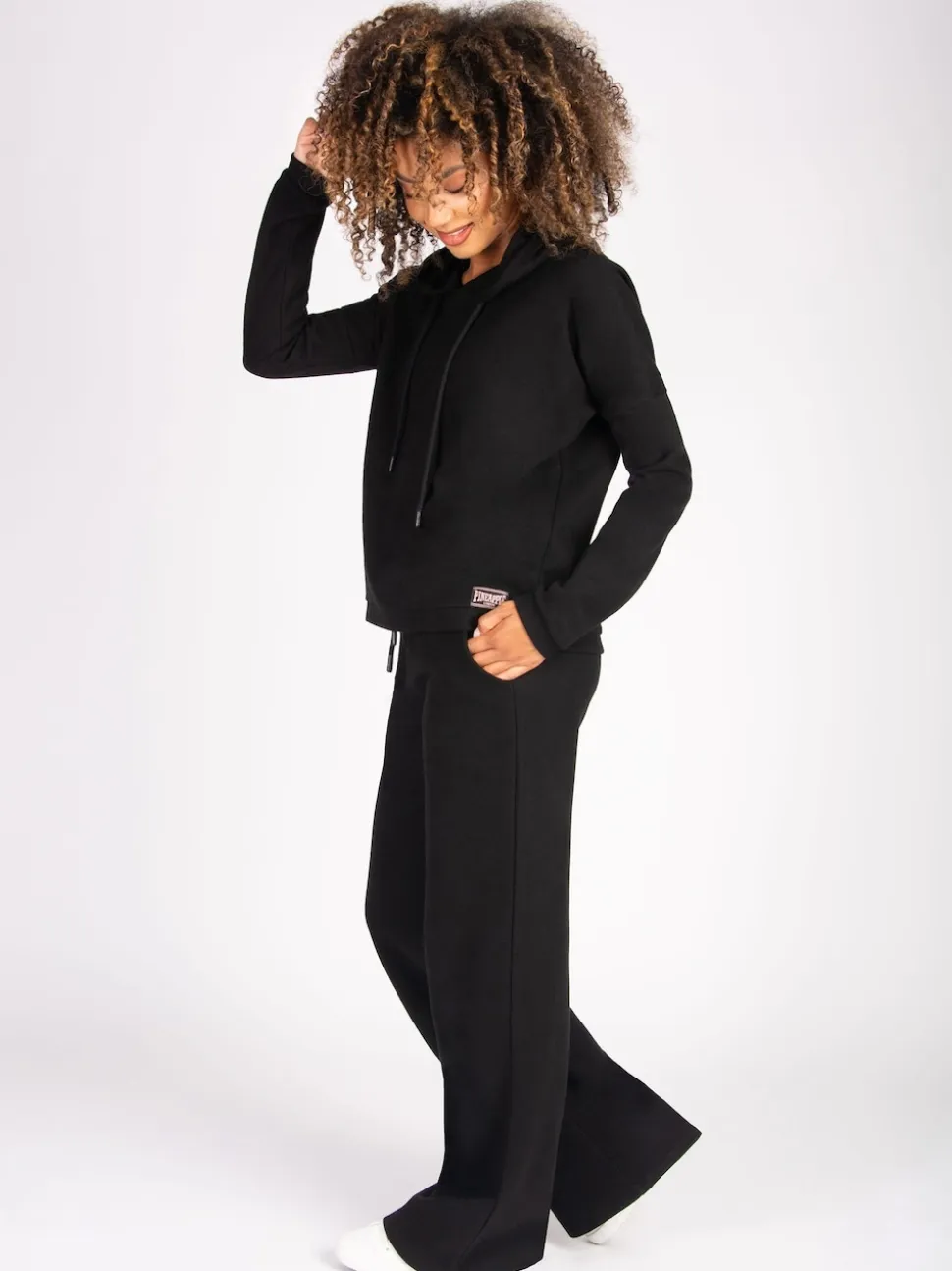 Pineapple Black Womens Super Cosy Wide Leg Joggers