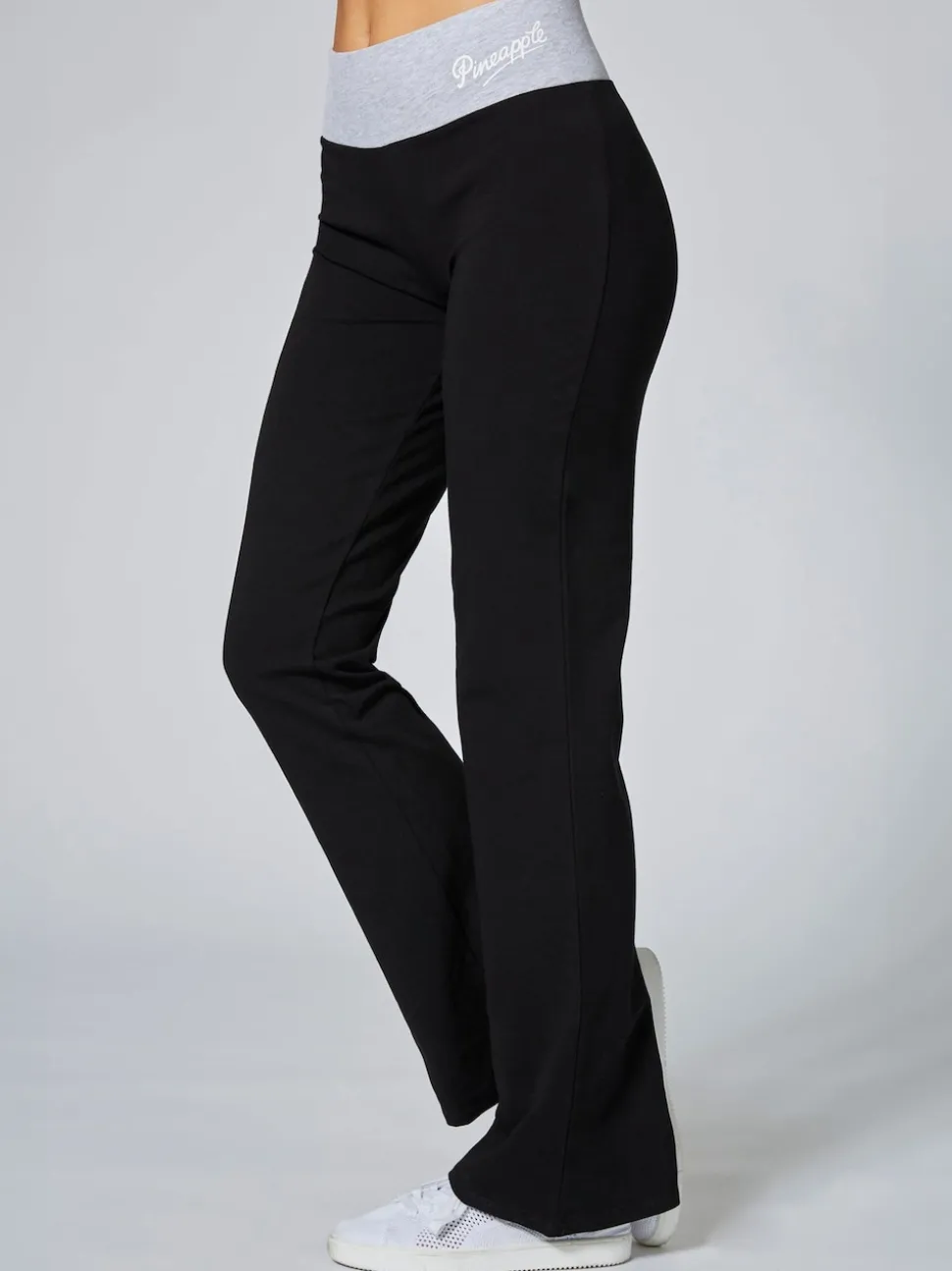 Pineapple Black/Grey Womens Contrast Band Bootcut Jersey Trousers