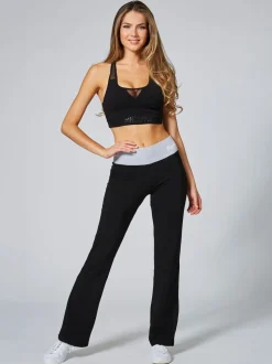 Pineapple Black/Grey Womens Contrast Band Bootcut Jersey Trousers