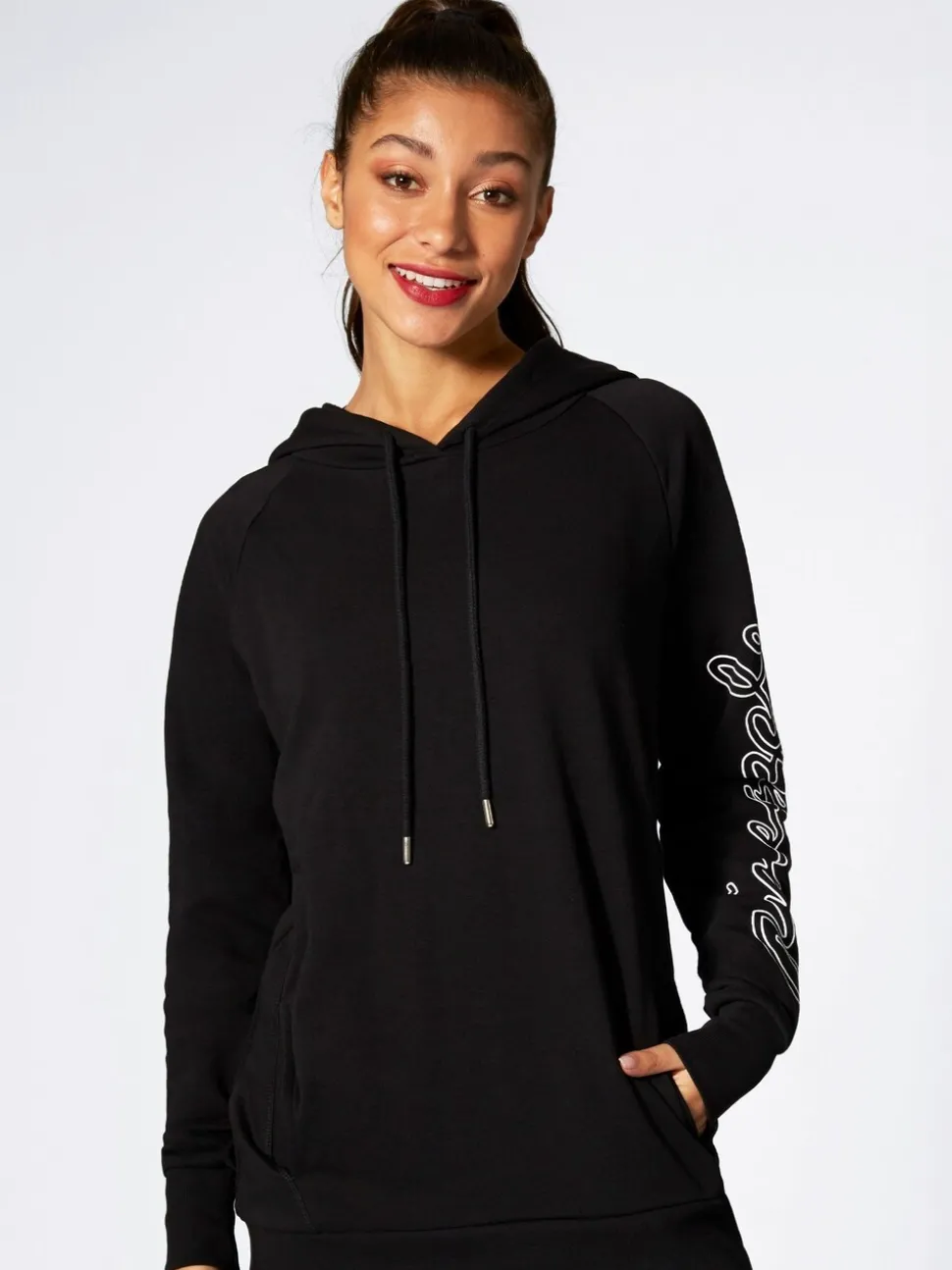 Pineapple Dark Black Longline Hoodie