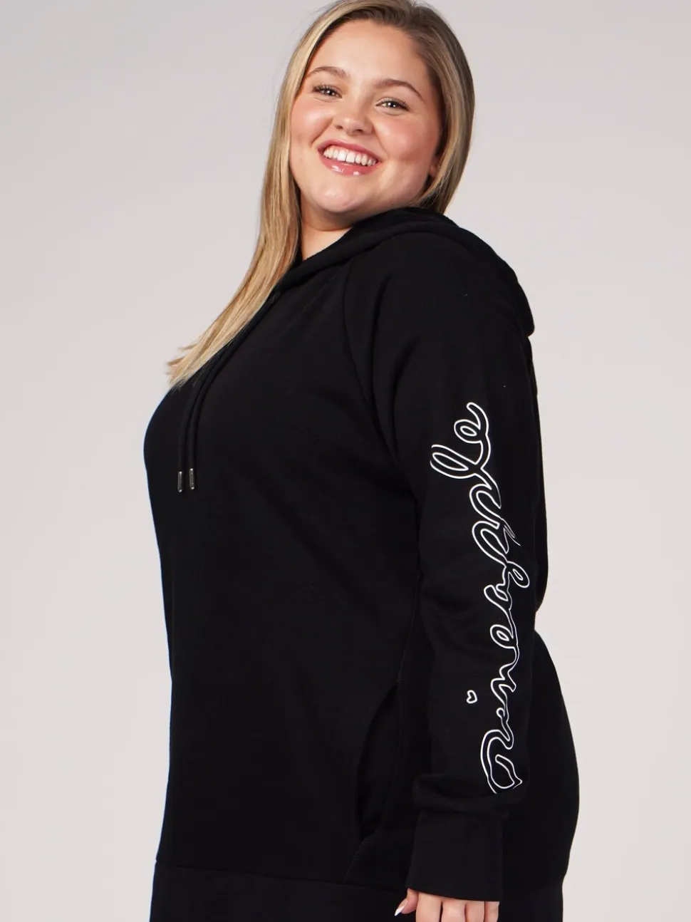 Pineapple Dark Black Longline Hoodie