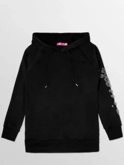 Pineapple Dark Black Longline Hoodie
