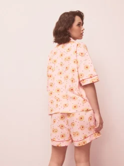Pink Biscuit Jersey Button Through Short Pyjamas Set