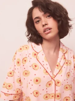 Pink Biscuit Jersey Button Through Short Pyjamas Set