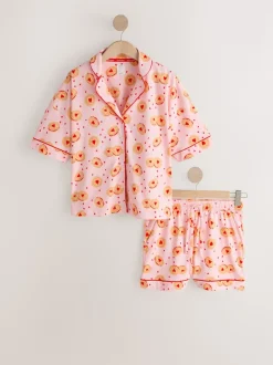 Pink Biscuit Jersey Button Through Short Pyjamas Set