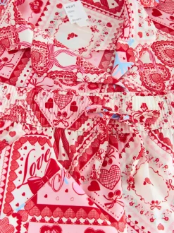 Pink Bows Satin Button Through Pyjamas