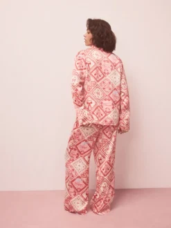 Pink Bows Satin Button Through Pyjamas