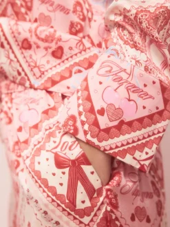 Pink Bows Satin Button Through Pyjamas