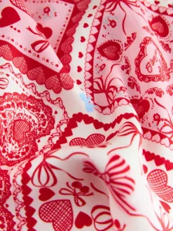 Pink Bows Satin Button Through Pyjamas